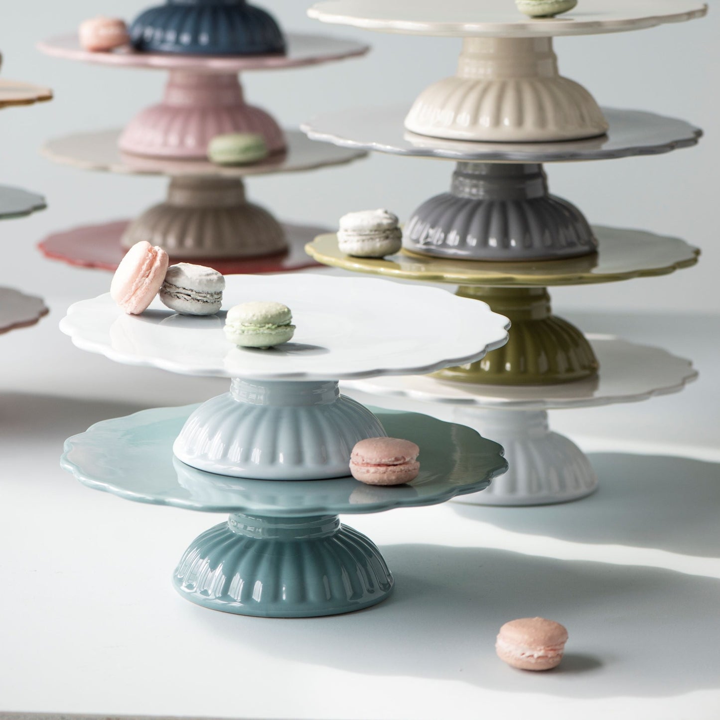 English Rose Cake Platter - Aqua