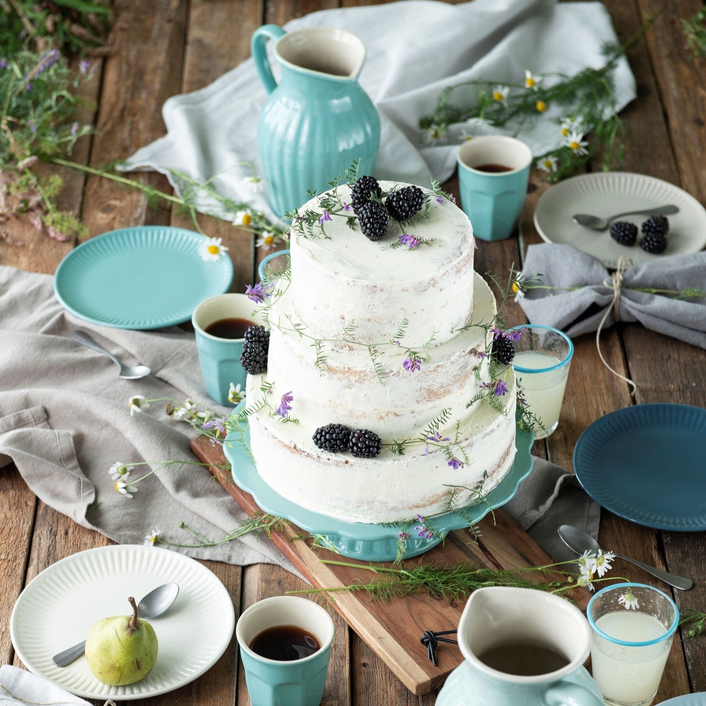 English Rose Cake Platter - Aqua