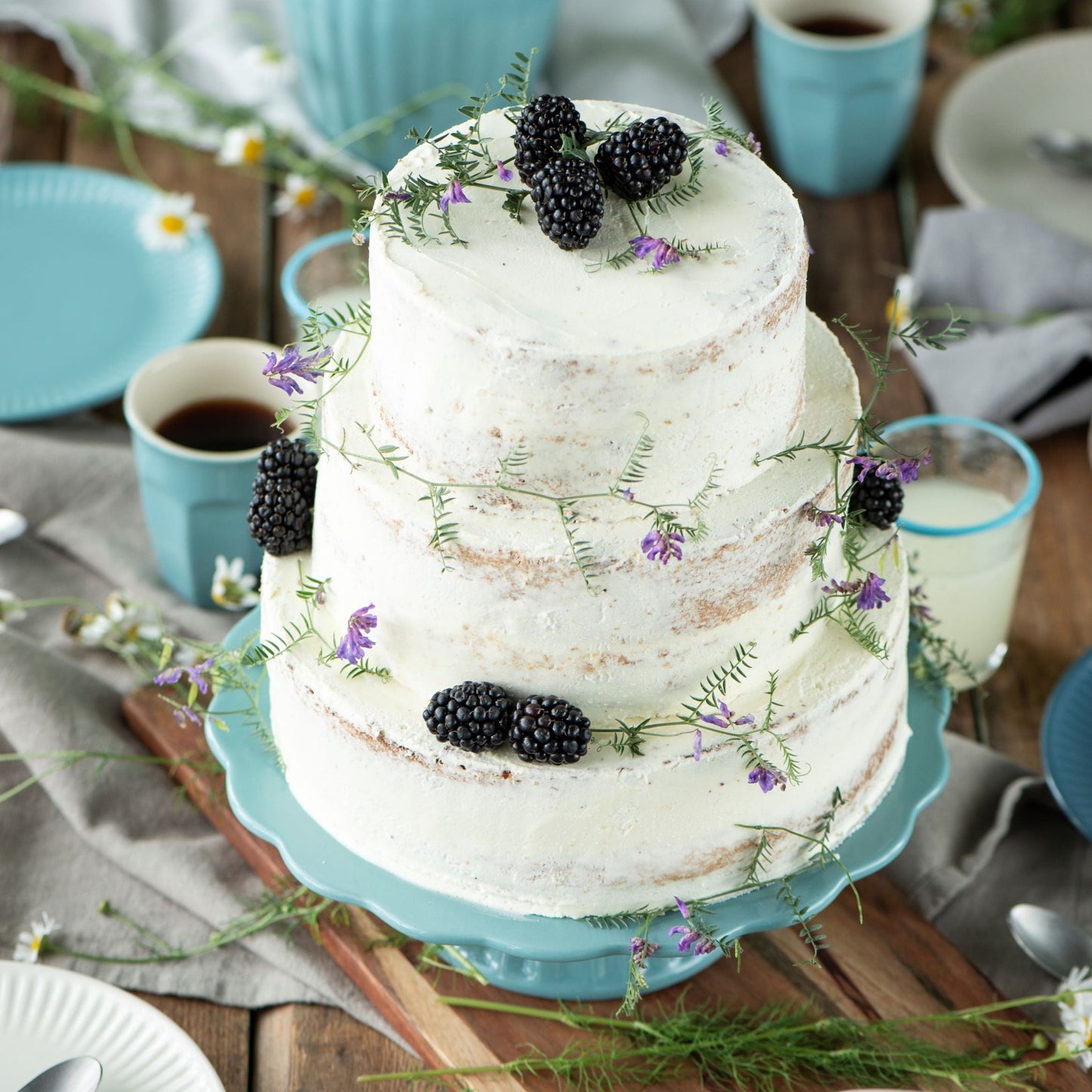 English Rose Cake Platter - Aqua