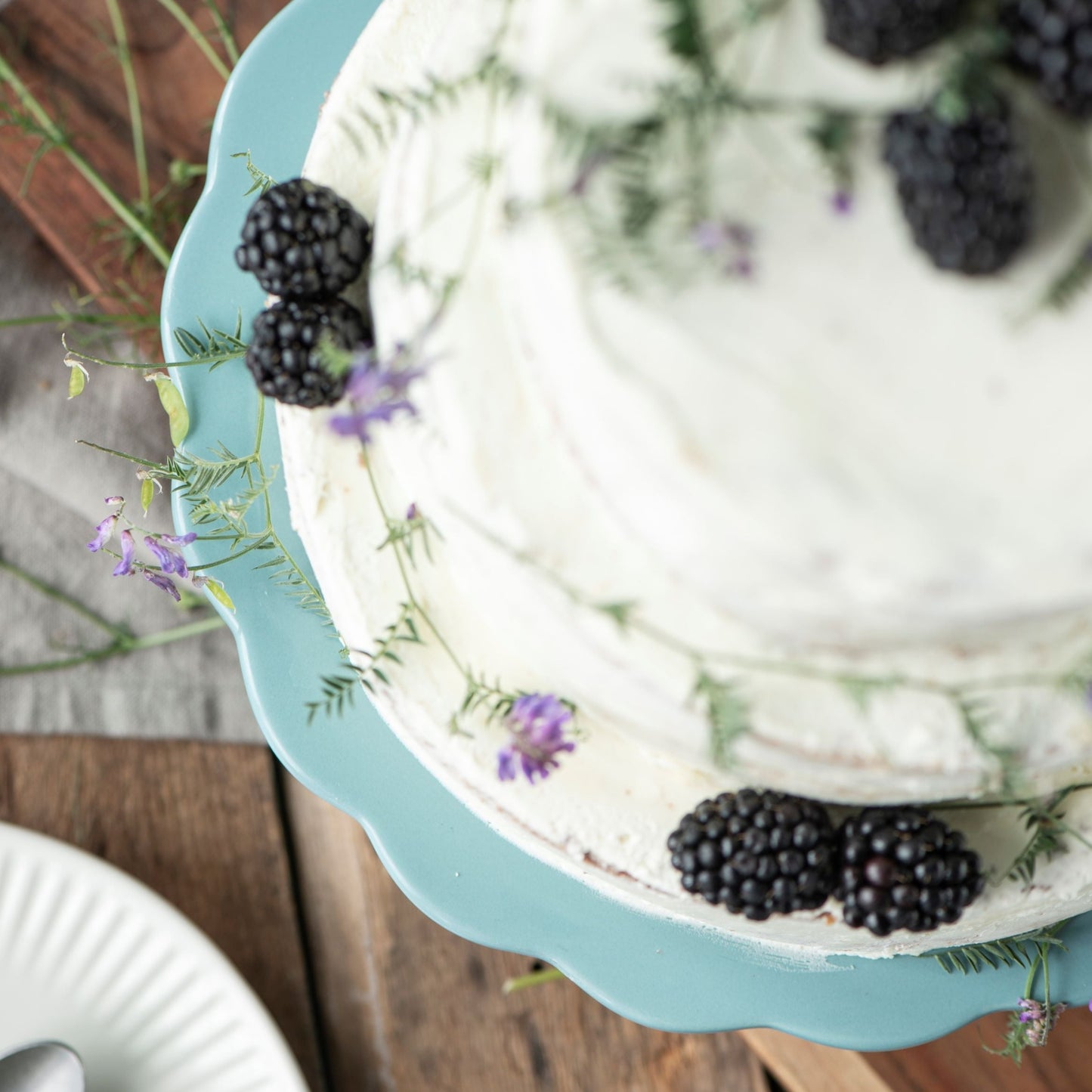 English Rose Cake Platter - Aqua