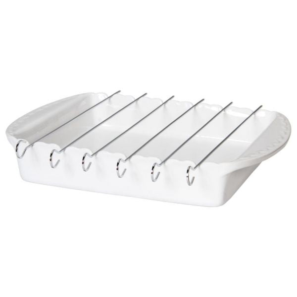 Oven Dish w/ Skewers - White