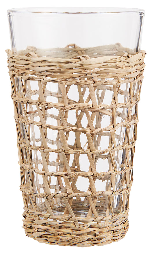 Drinking Glass with Straw Weave Base