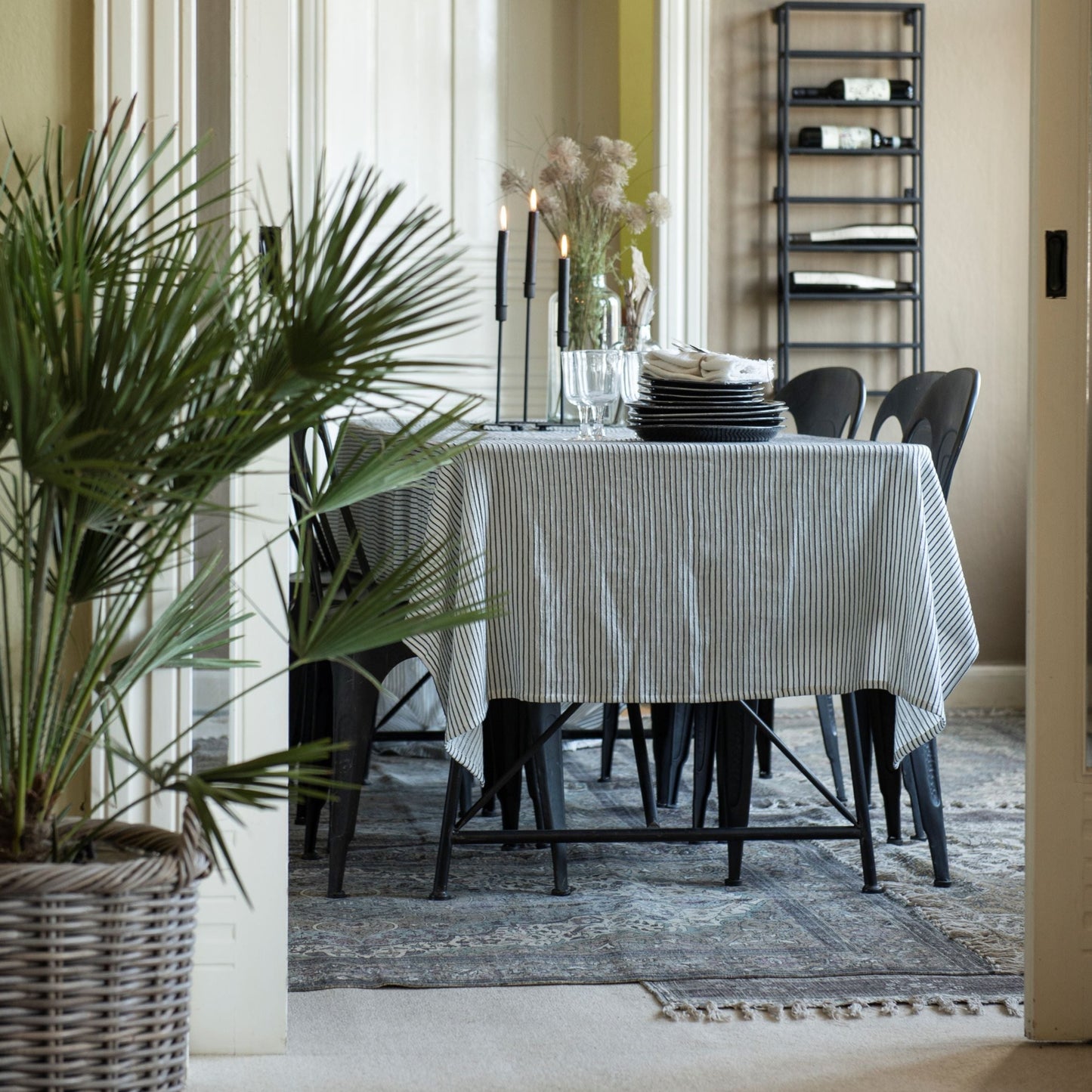 Black & White Striped Tablecloth