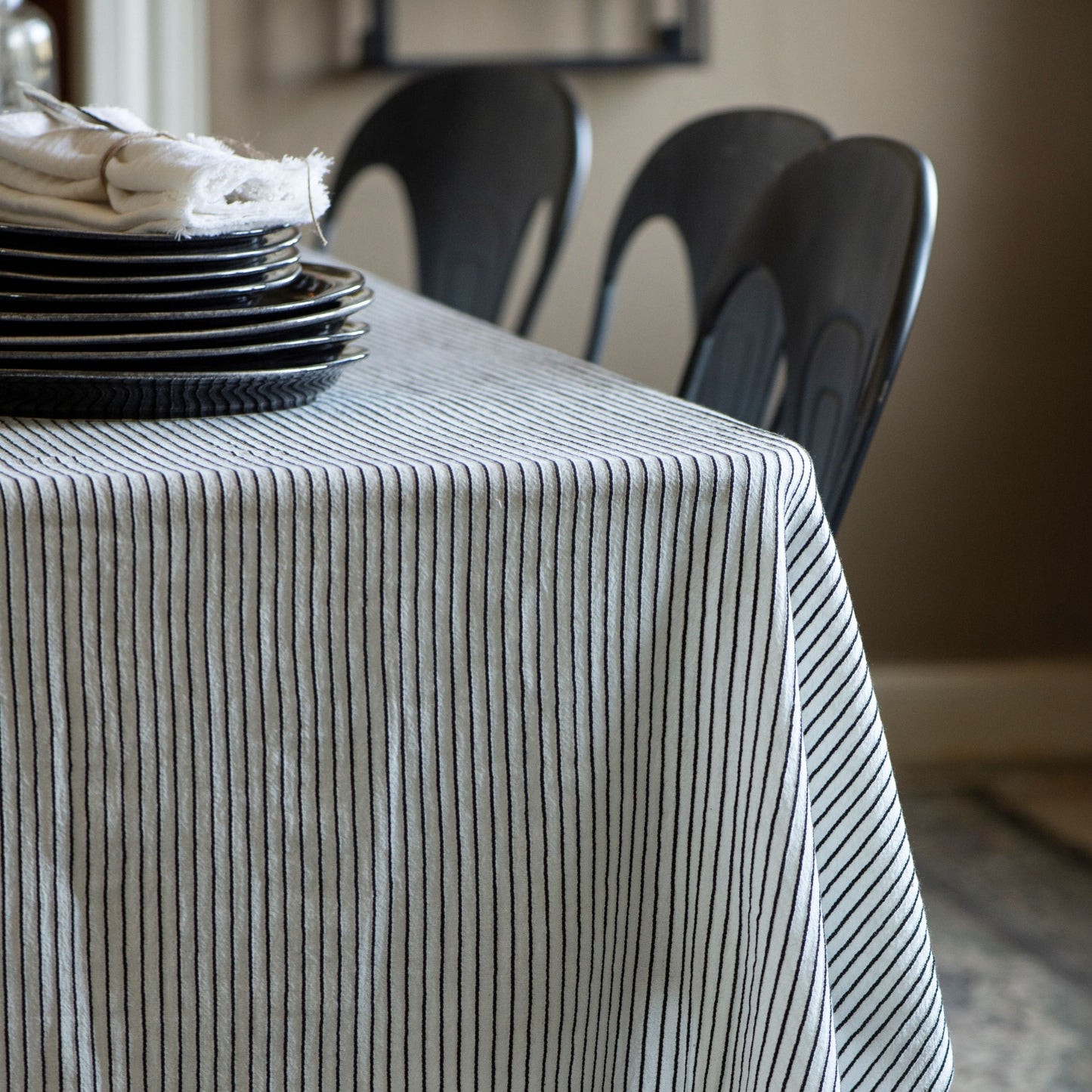 Black & White Striped Tablecloth