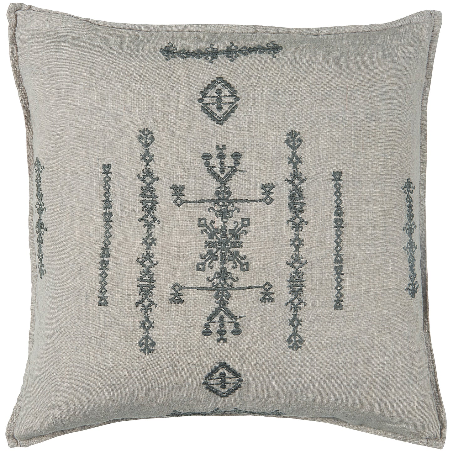 Grey Cushion Cover - Dark Grey Embroidery