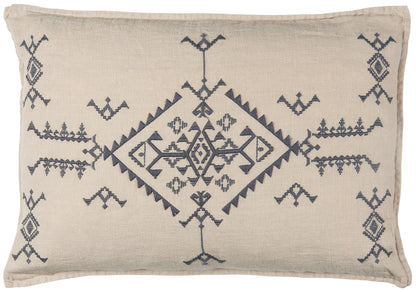 Natural Cushion Cover - Dark Grey Embroidery    *Exclusive to Blu*