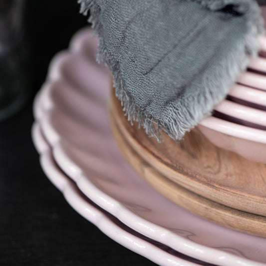 English Rose Scalloped Salad/Dessert Plate - Pink